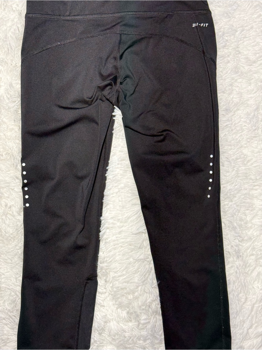 Nike Black Cropped Drawstring Leggings with White Swoosh Size S - Picture 8 of 8
